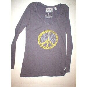 New Womens Threads 4 Thought Organic Cotton Long Sleeve Top Tee Peace Purple L
